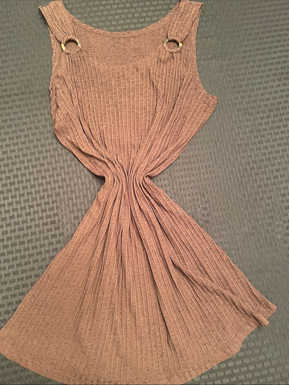 Ribbed Sleeveless Knit Cover Up in Chocolate Brown